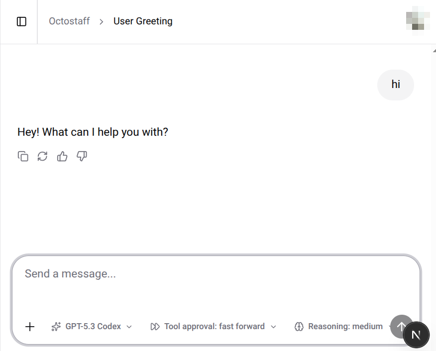 Greeting message on website